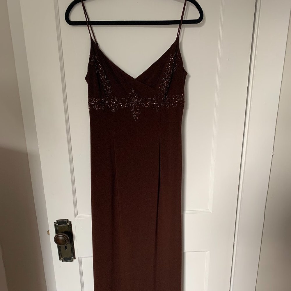 Brown Formal Dress with Beading
